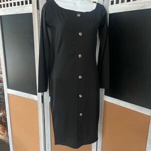 Boohoo Black Long Sleeve Sheath Dress